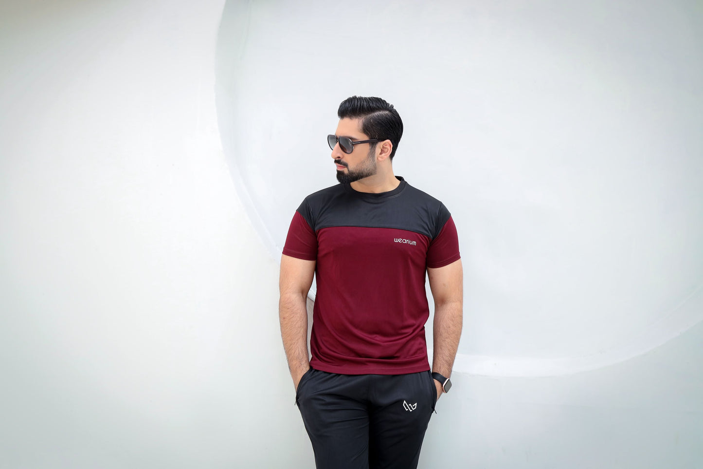 Active Streetwear Tracksuit - Burgundy/Black