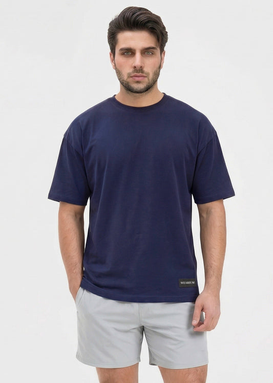 W Prime Oversized Tee - Navy 100% Cotton