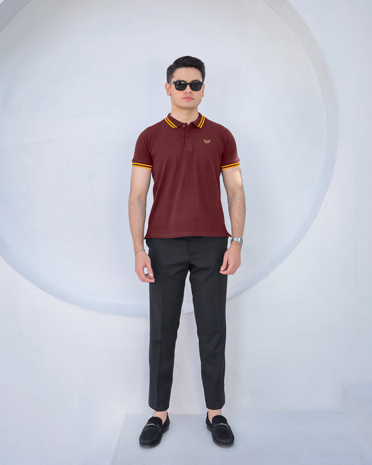 Maroon Gold - Tipping Cotton Polo