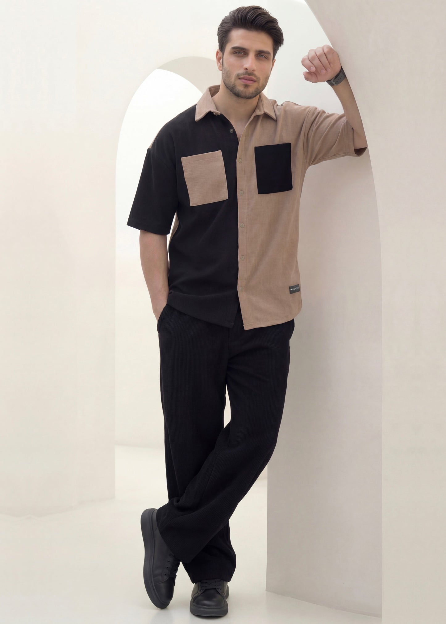 Dune Split - Khaki/Black Premium Safari Suit