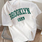 Brooklyn USA Graphic Drop Shoulder Oversized T-shirt White