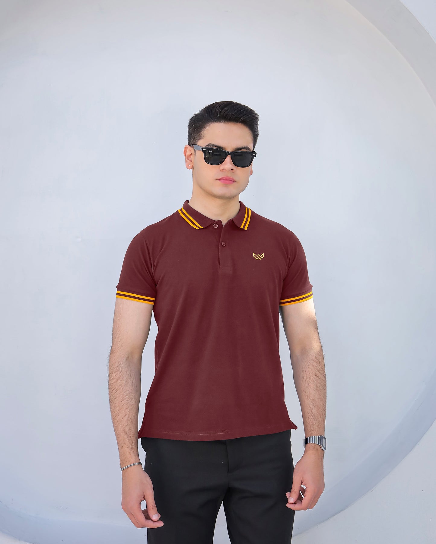 Maroon Gold - Tipping Cotton Polo