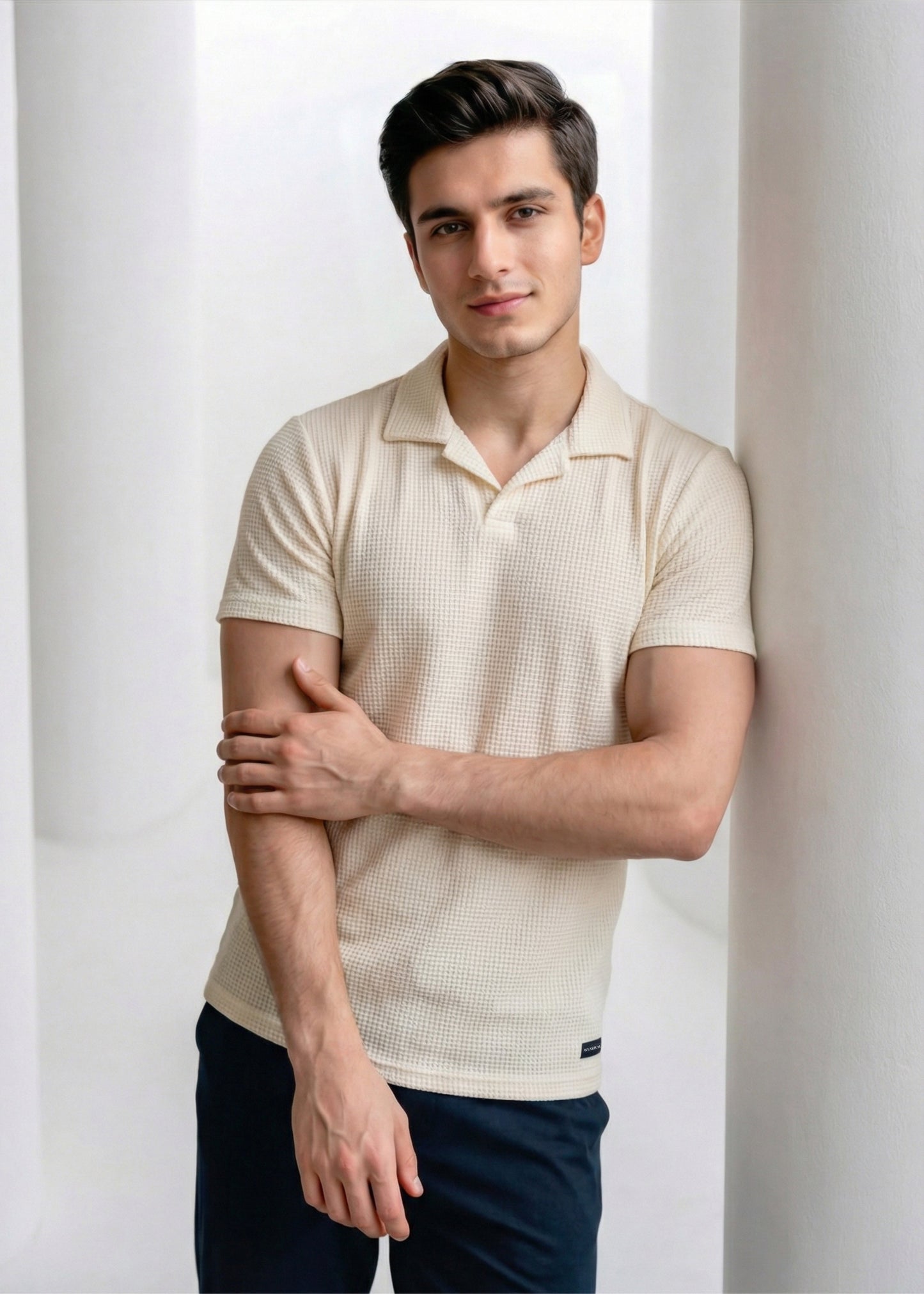 Imported Waffle Weave - Beige Polo