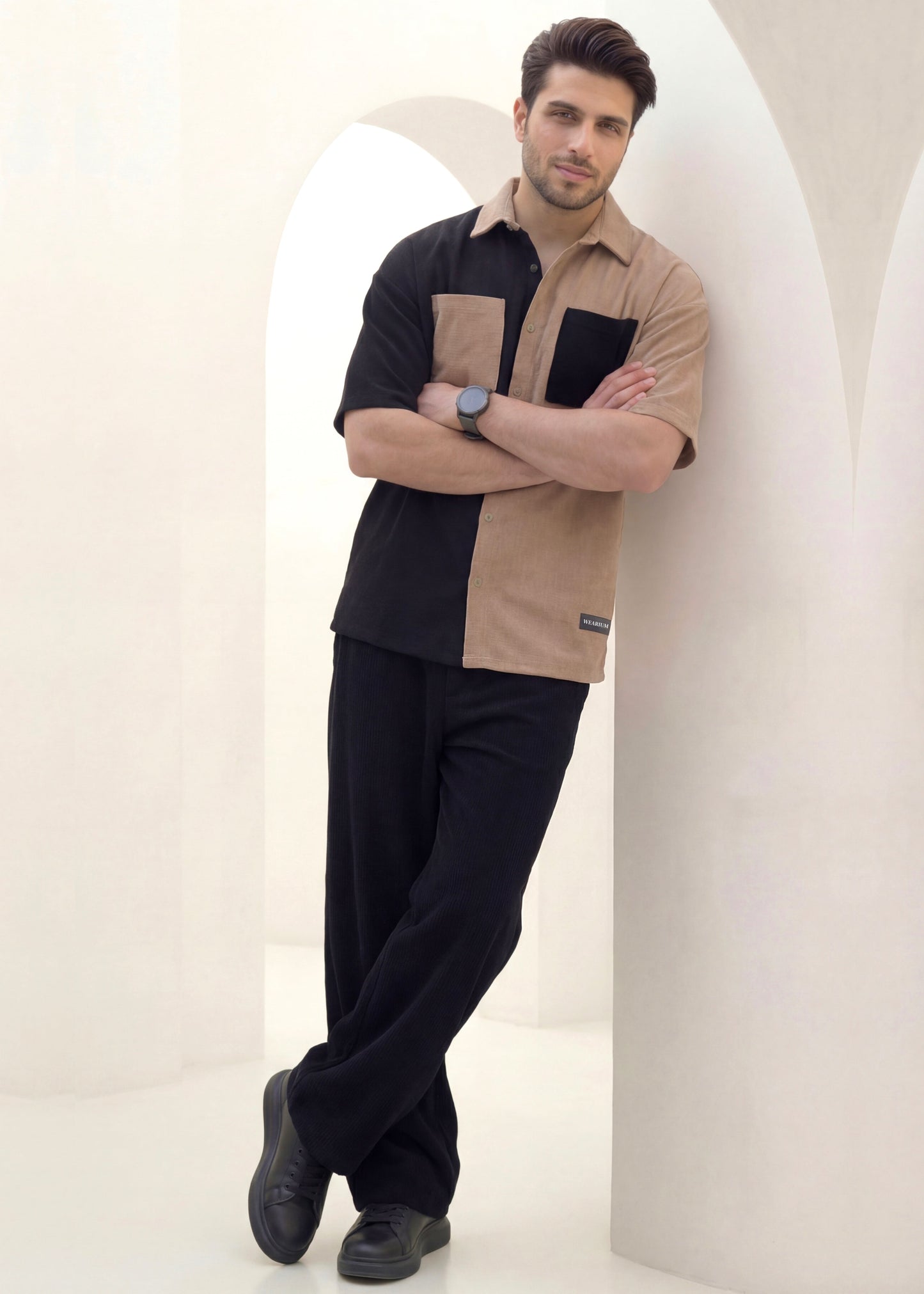 Dune Split - Khaki/Black Premium Safari Suit