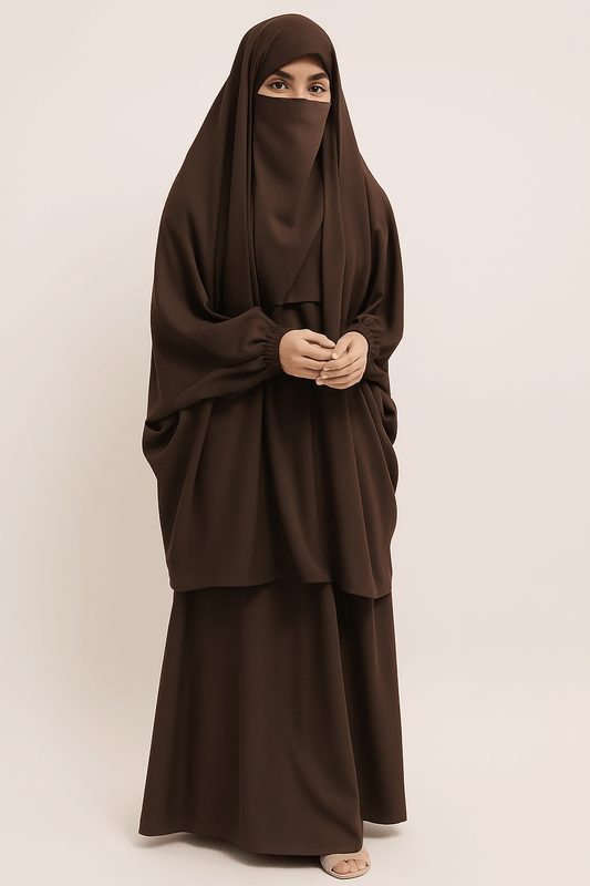 3 Piece Jilbab - Brown