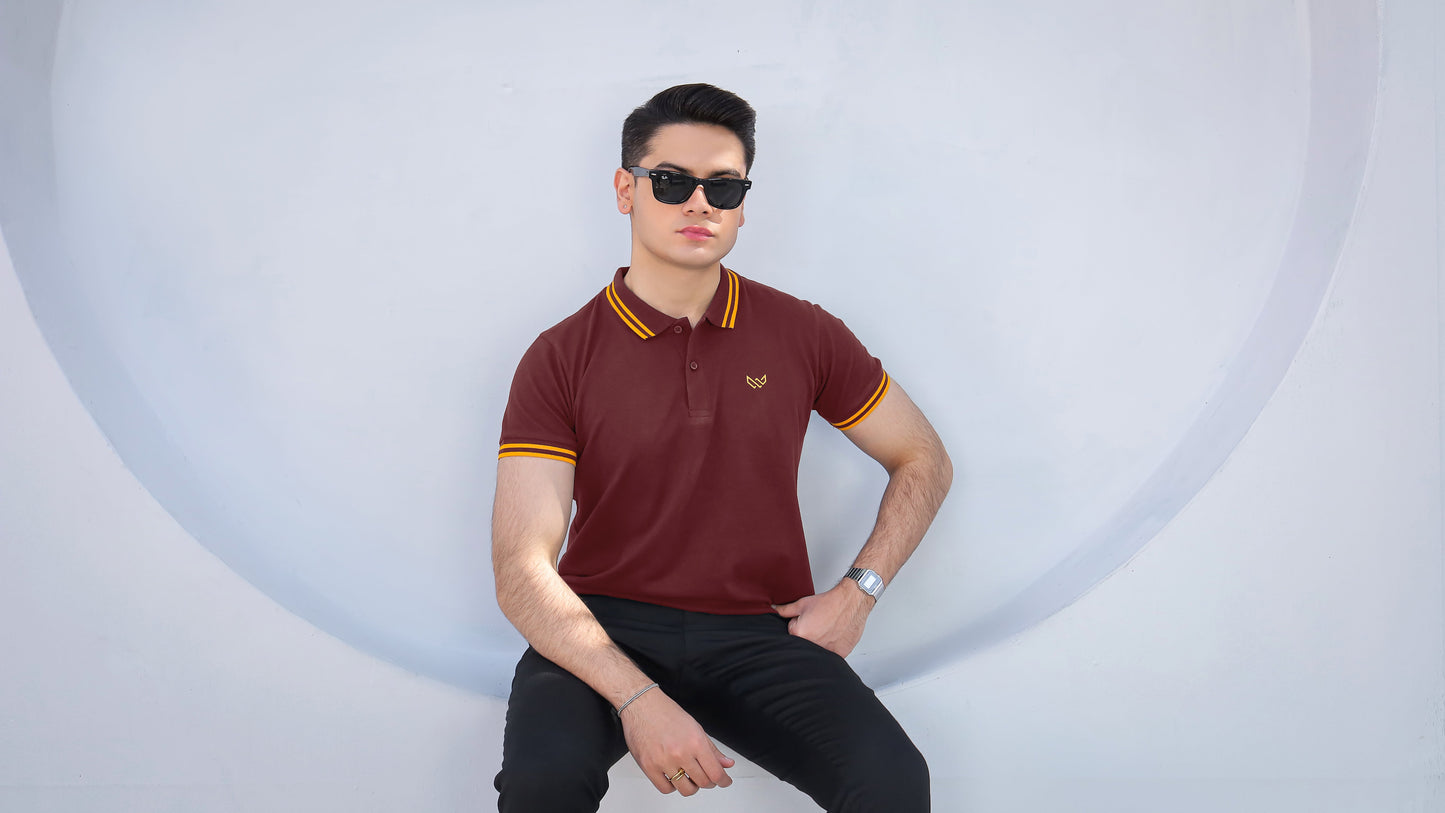 Maroon Gold - Tipping Cotton Polo