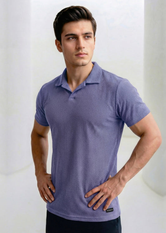 Imported Waffle Weave - Zinc Polo