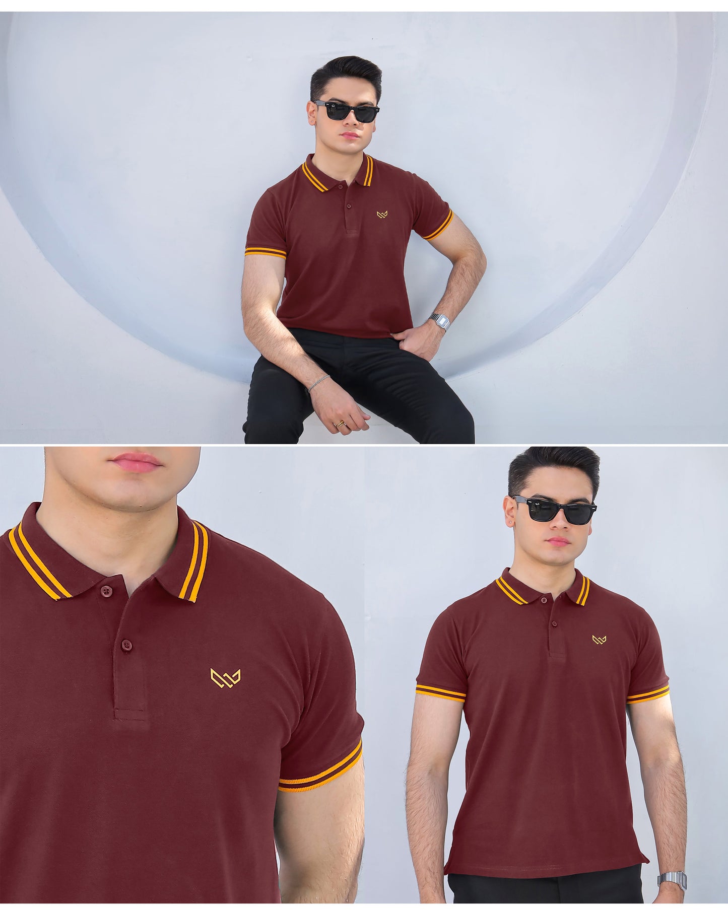 Maroon Gold - Tipping Cotton Polo
