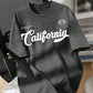 California Graphic Drop Shoulder Oversized T-shirt D-Grey