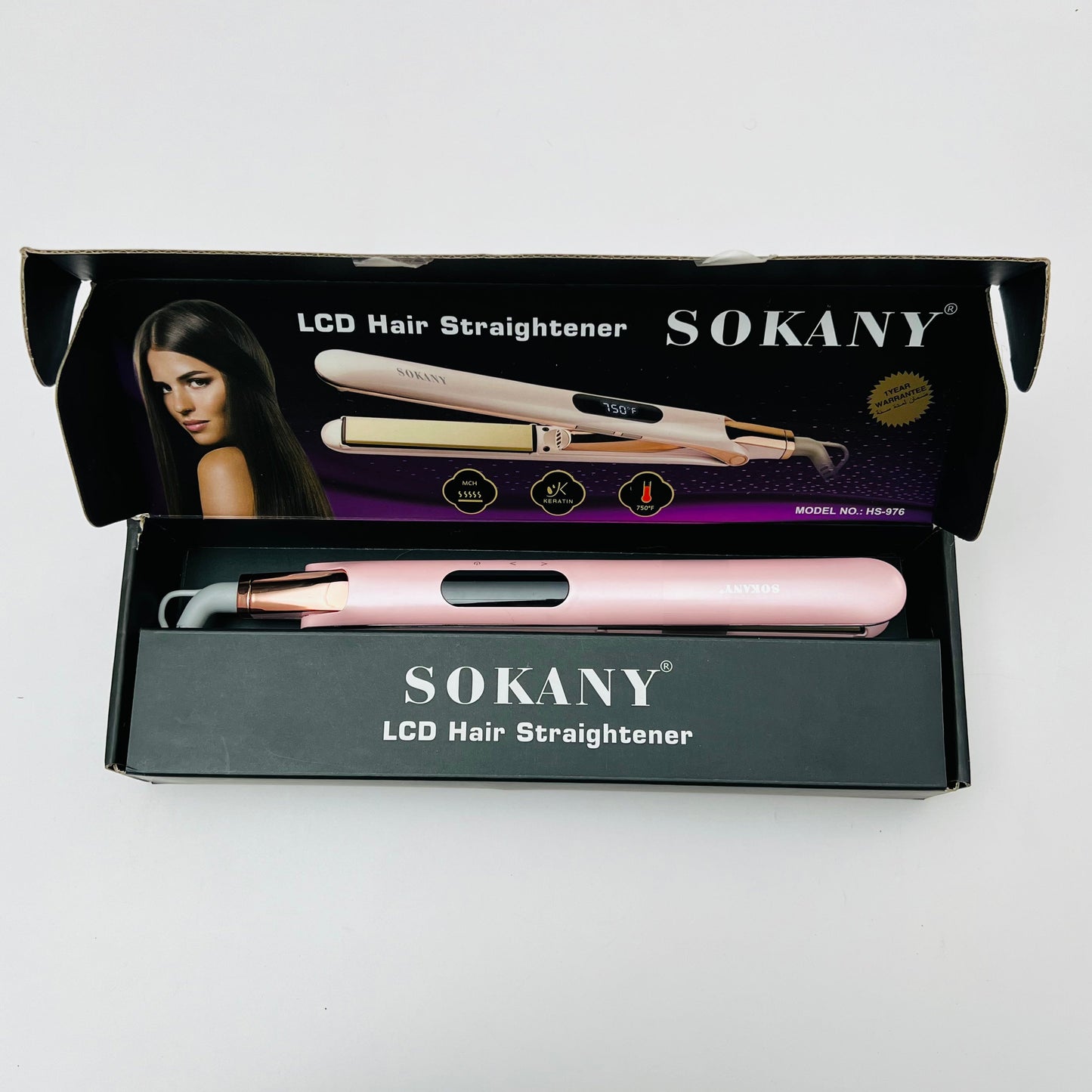 Sokany LCD Hair Straightener – Model HS-976 | Variable Temperature Control | Lotshop.pk