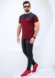 Active Streetwear Tracksuit - Burgundy/Black