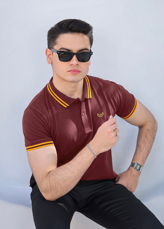 Maroon Gold - Tipping Cotton Polo