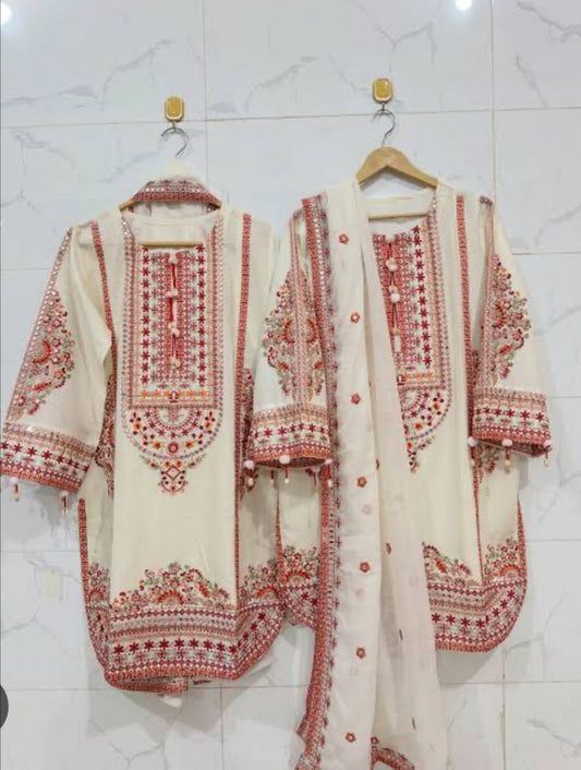 Embroidered 3 Piece - Traditional Lawn Dress RS.2250