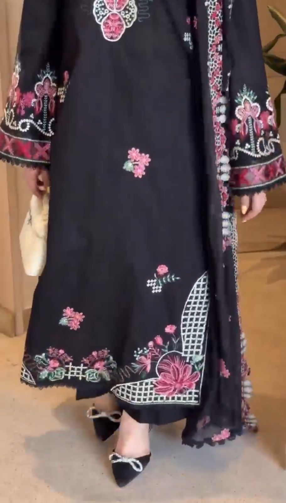 Black Summer Dress Stitched 3pcs