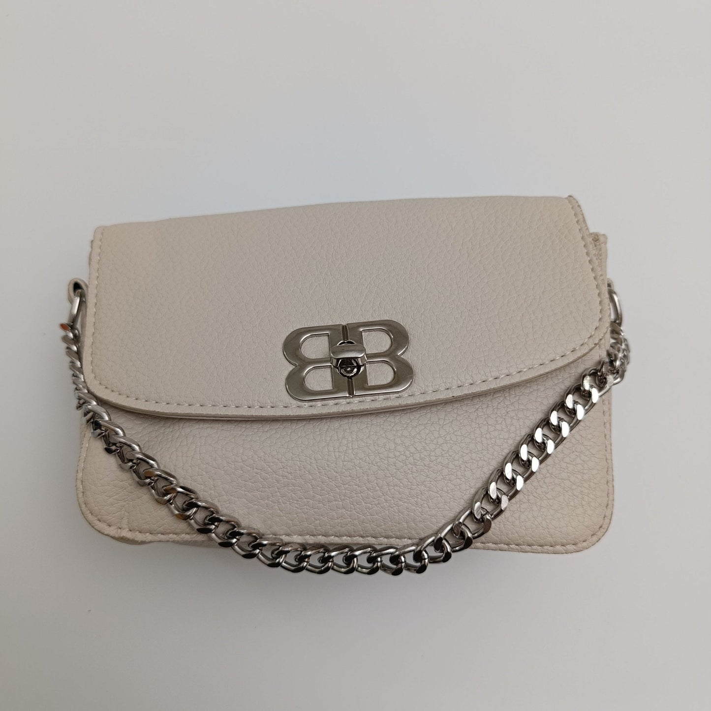 BB Logo Chain Crossbody Bag – Premium Faux Leather, Multiple Colors - 0128