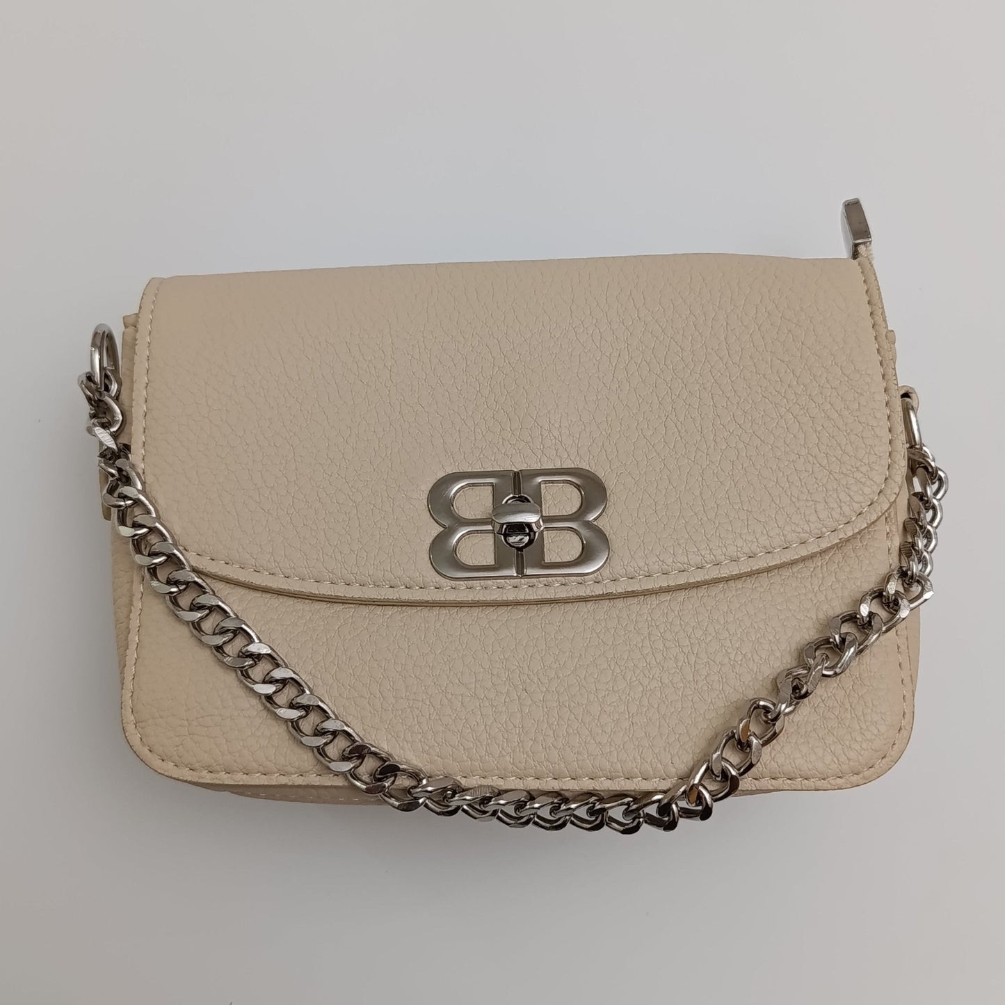 BB Logo Chain Crossbody Bag – Premium Faux Leather, Multiple Colors - 0128