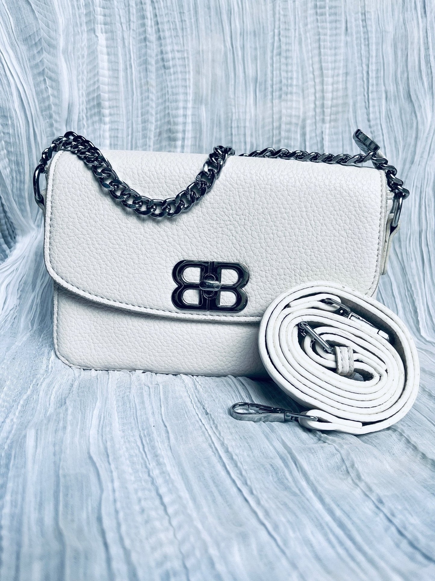 BB Logo Chain Crossbody Bag – Premium Faux Leather, Multiple Colors - 0128