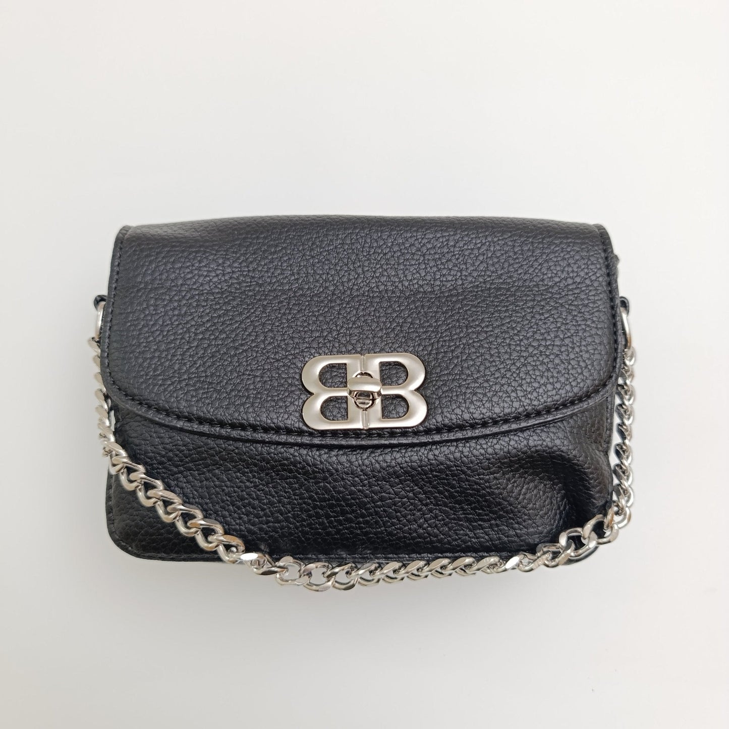 BB Logo Chain Crossbody Bag – Premium Faux Leather, Multiple Colors - 0128