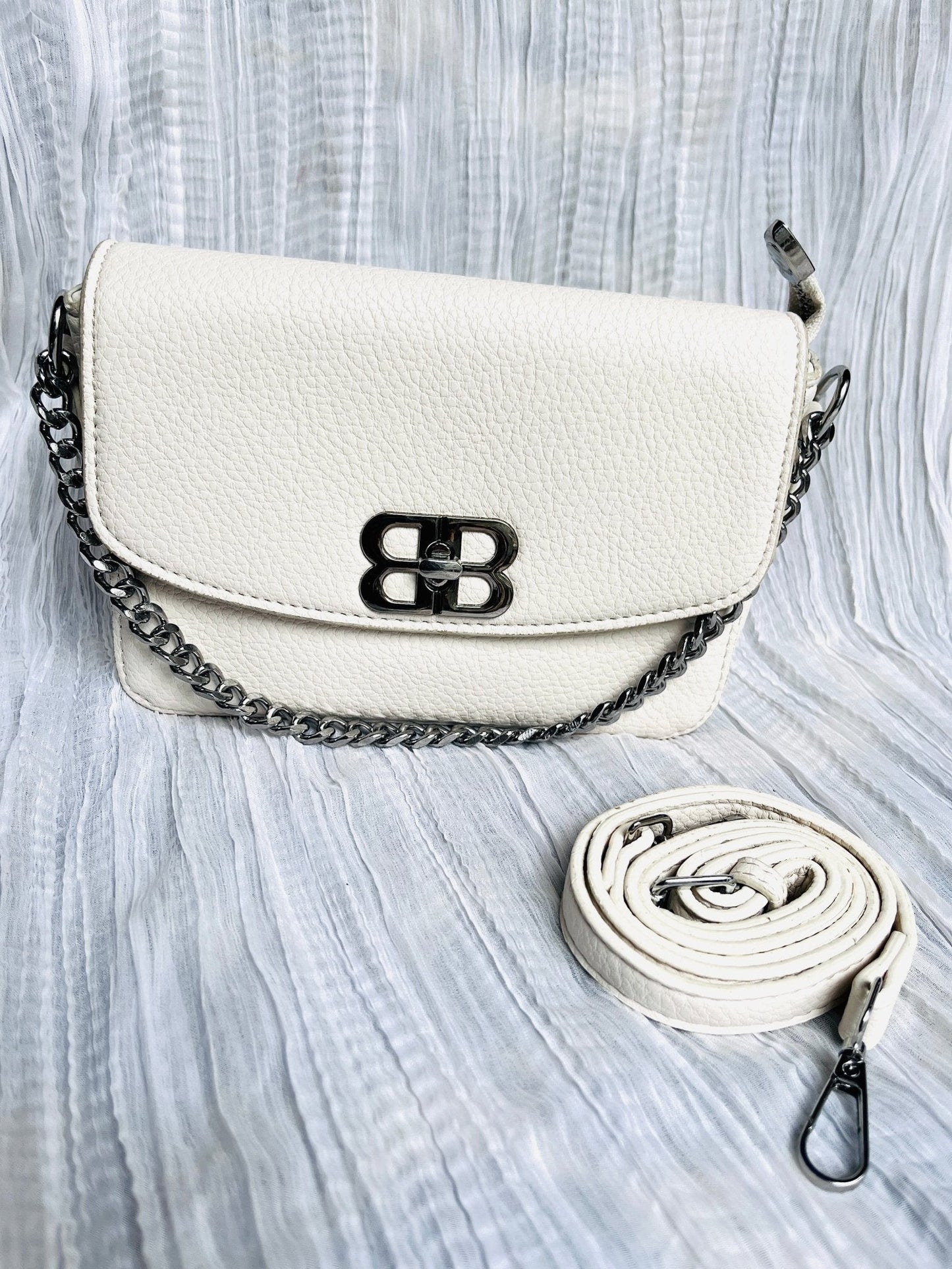 BB Logo Chain Crossbody Bag – Premium Faux Leather, Multiple Colors - 0128