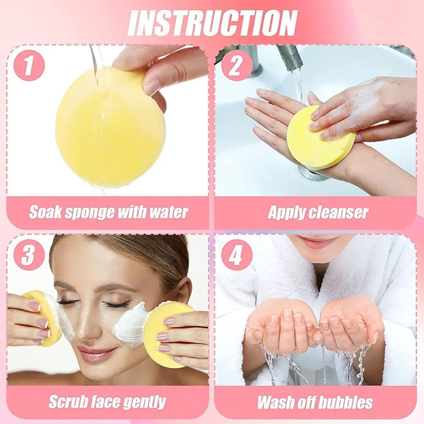 Beauty Tools Natural Cellulose Facial Sponge – Deep Cleansing & Gentle Exfoliation