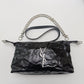 Black Glossy Chain Shoulder Bag – Luxury Silver Chain - 5645