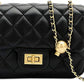 Black Quilted Heart Chain mini Shoulder Bag – Elegant Faux Leather Crossbody for Everyday Chic - Y-140