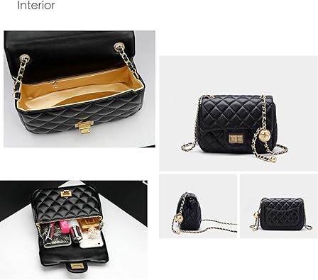 Black Quilted Heart Chain mini Shoulder Bag – Elegant Faux Leather Crossbody for Everyday Chic - Y-140