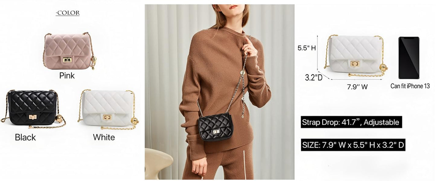 Black Quilted Heart Chain mini Shoulder Bag – Elegant Faux Leather Crossbody for Everyday Chic - Y-140