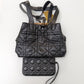 Black Quilted Tote Bag with Matching Pouch – Elegant PU Leather Shoulder Bag Set - #1416