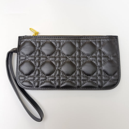 Black Quilted Tote Bag with Matching Pouch – Elegant PU Leather Shoulder Bag Set - #1416