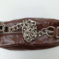 Brown Luxe Crinkle Faux Leather Shoulder Bag – Trendy YSL-Inspired Chain Strap Handbag 💼 - 5645