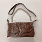 Brown Luxe Crinkle Faux Leather Shoulder Bag – Trendy YSL-Inspired Chain Strap Handbag 💼 - 5645