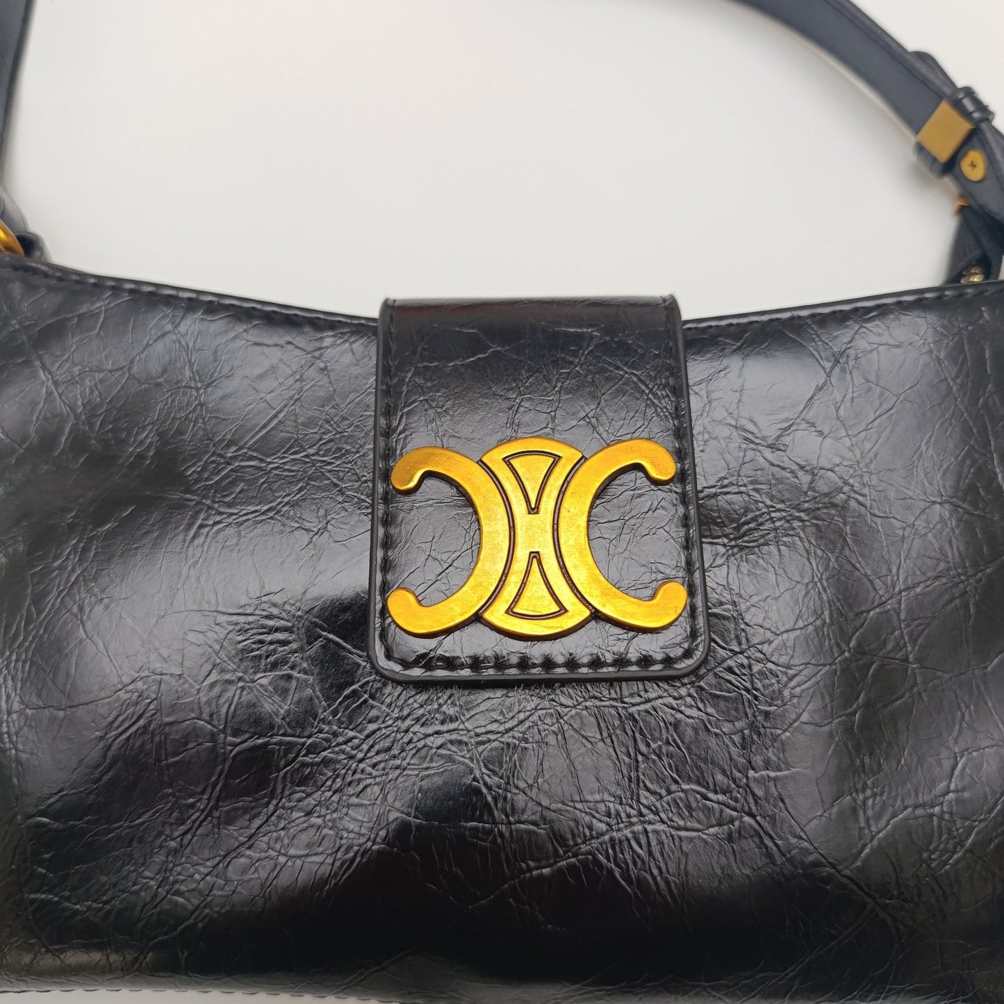 Crescent Emblem Shoulder Black & Brown Bag – Dual Strap Design - 977