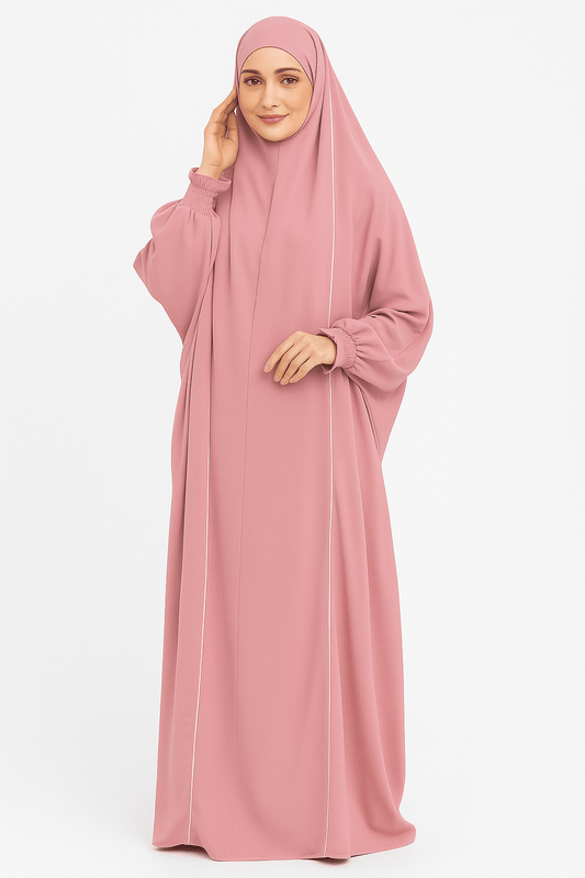 French Piping Jilbab - Pink