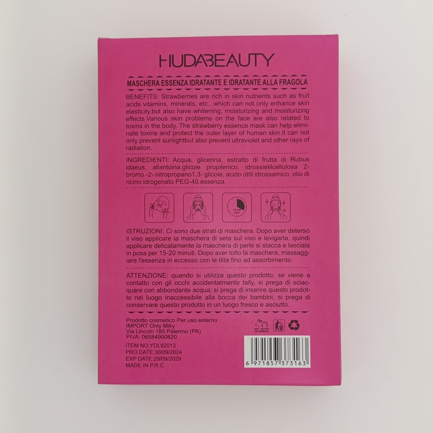 Huda Beauty Strawberry Essence Facial Mask – Hydrating, Whitening & Anti-Wrinkle