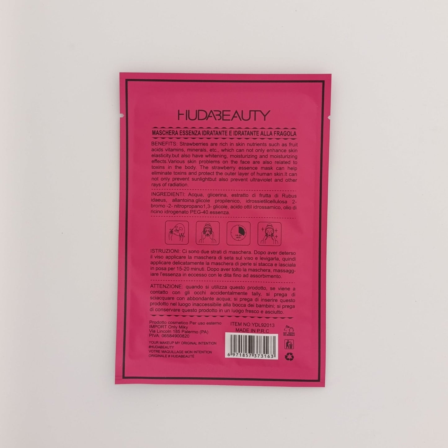 Huda Beauty Strawberry Essence Facial Mask – Hydrating, Whitening & Anti-Wrinkle