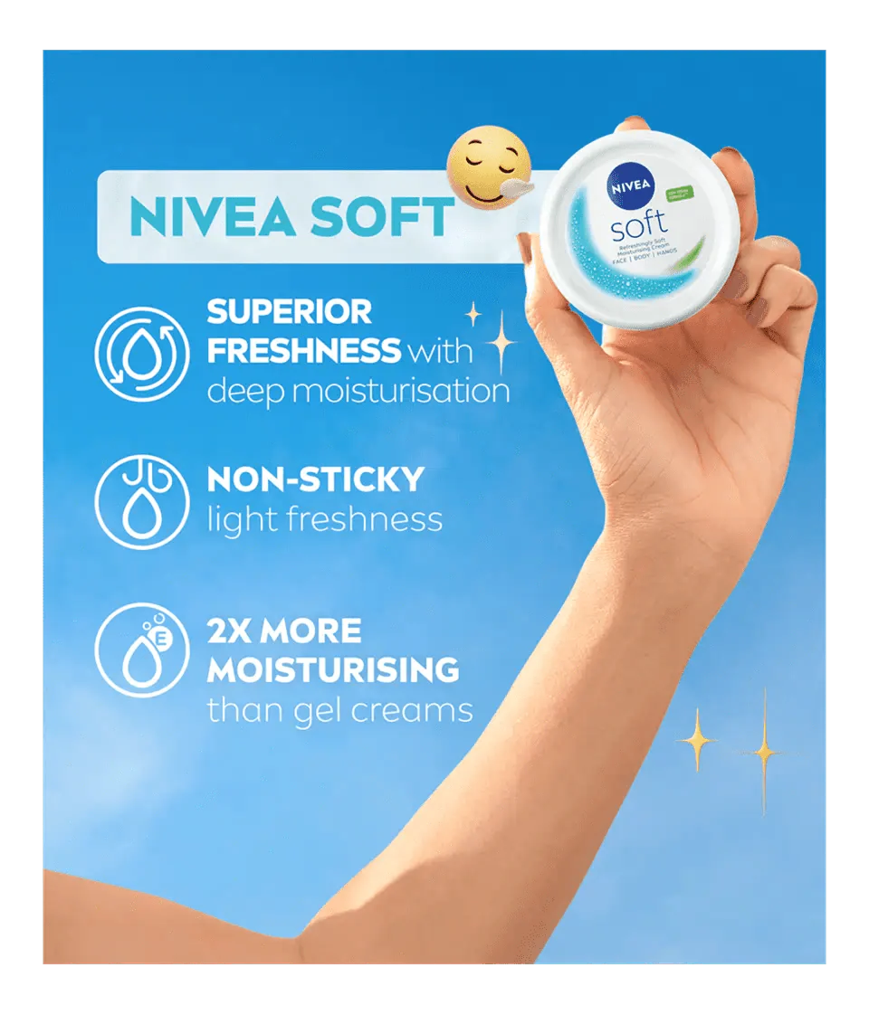 NIVEA Soft Moisturizing Cream – All-in-One Hydration for Face, Body & Hands