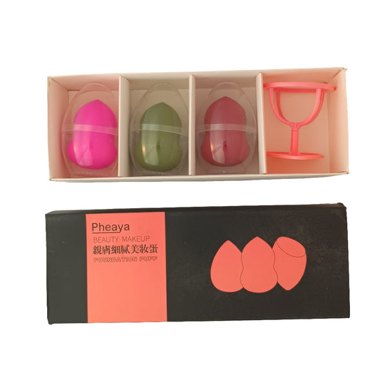 🌟 Pheaya Beauty Makeup Sponge Set – 3 Foundation Puffs with Holder 💄✨