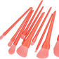 Portable Makeup Brushes Set 10pcs - Orange | Perfect for Flawless Makeup