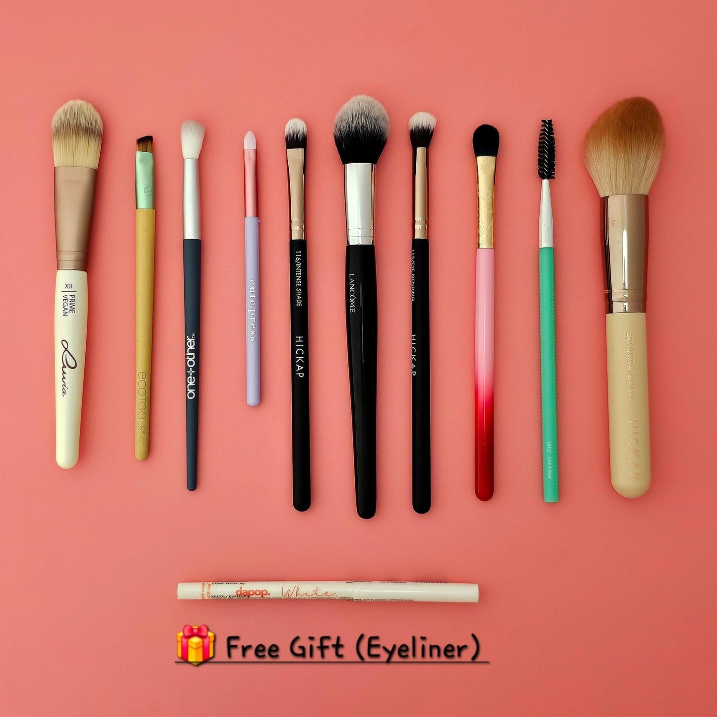 Premium Set of 10 Makeup Brushes with Free Gift - Branded Quality