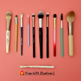 Premium Set of 10 Makeup Brushes with Free Gift - Branded Quality