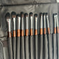 Professional 12-Piece Makeup Brush Set with Leather Pouch-Premium Eye & Face Brushes