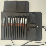 Professional 12-Piece Makeup Brush Set with Leather Pouch-Premium Eye & Face Brushes