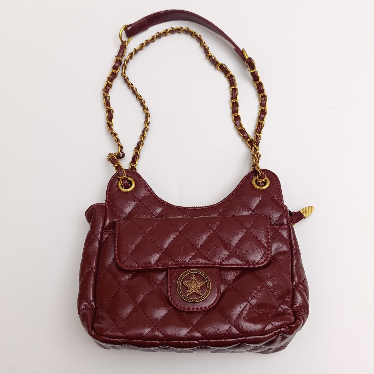 White Quilted Gold Chain Shoulder Bag – Luxury Crossbody Purse - 9001