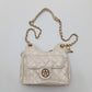 White Quilted Gold Chain Shoulder Bag – Luxury Crossbody Purse - 9001