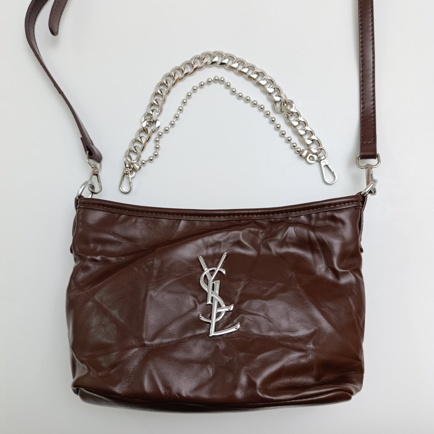 YSL-Inspired Chain Shoulder Bag – Premium Faux Leather, Dual Strap Design - 5646