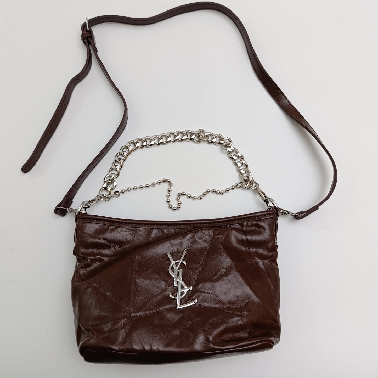 YSL-Inspired Chain Shoulder Bag – Premium Faux Leather, Dual Strap Design - 5646