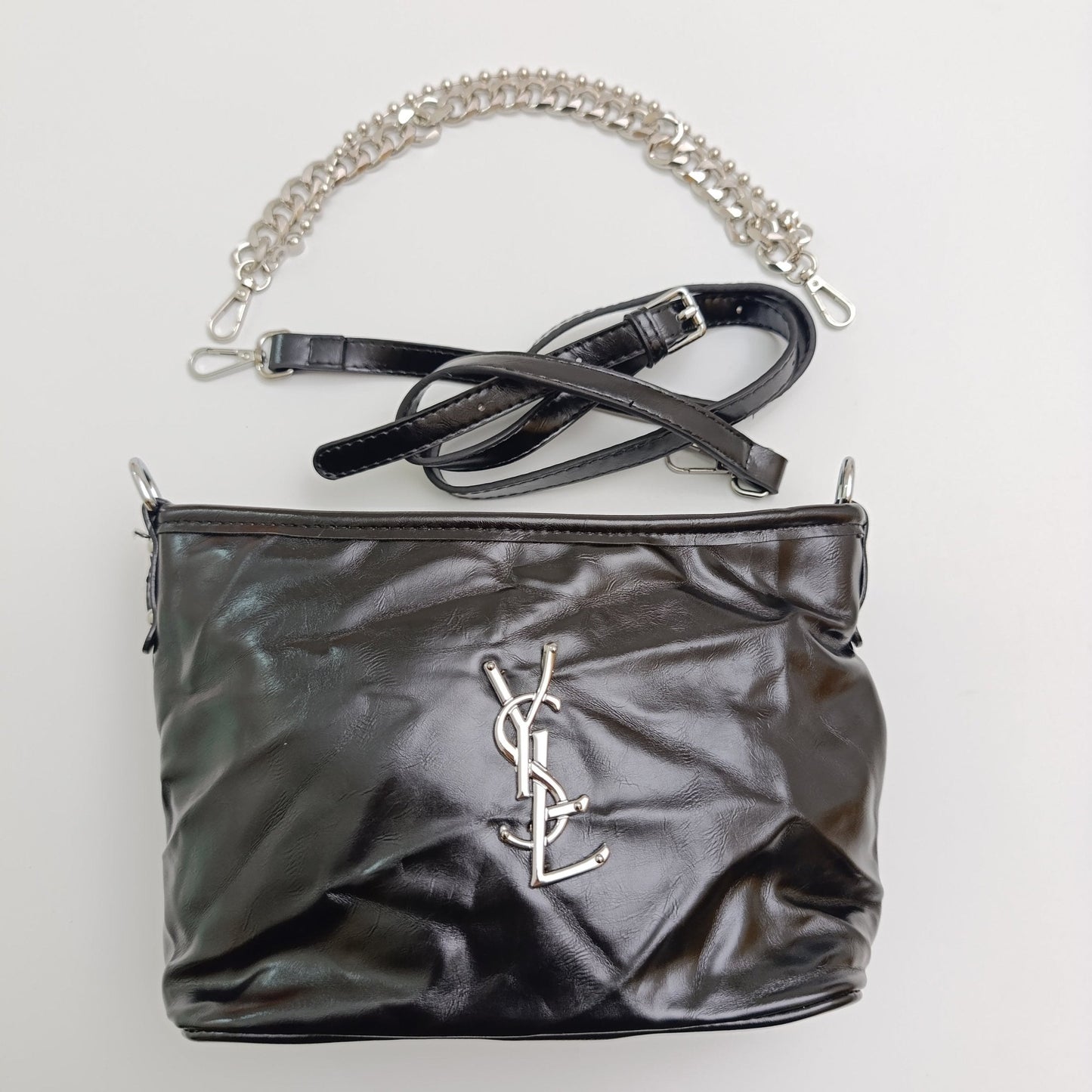 YSL-Inspired Chain Shoulder Bag – Premium Faux Leather, Dual Strap Design - 5646